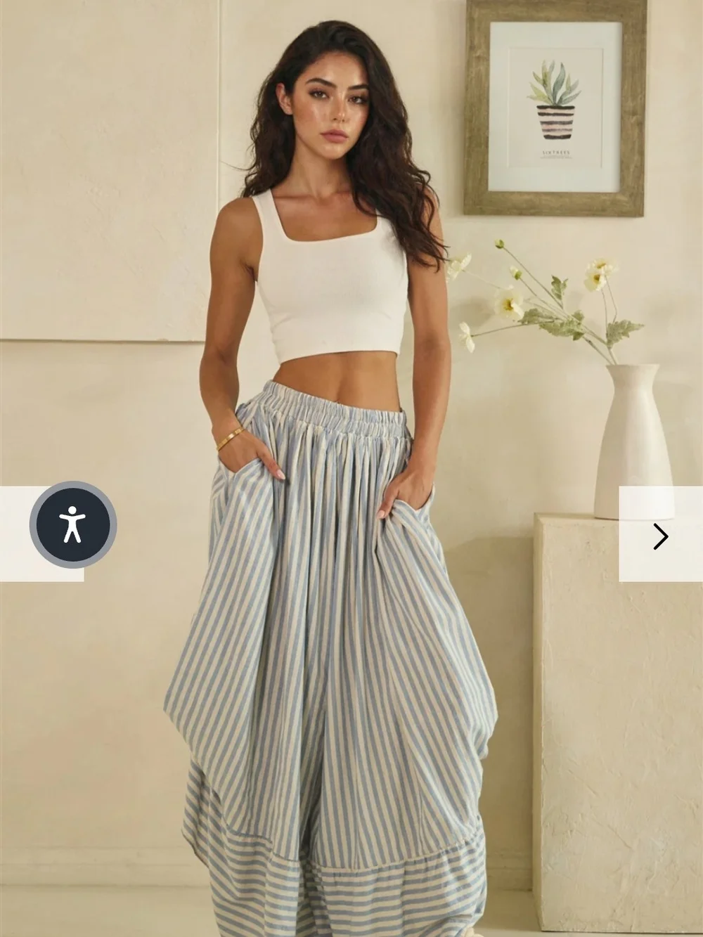Oli & Hali Light Blue and White Striped Pants - Picture 6 of 6